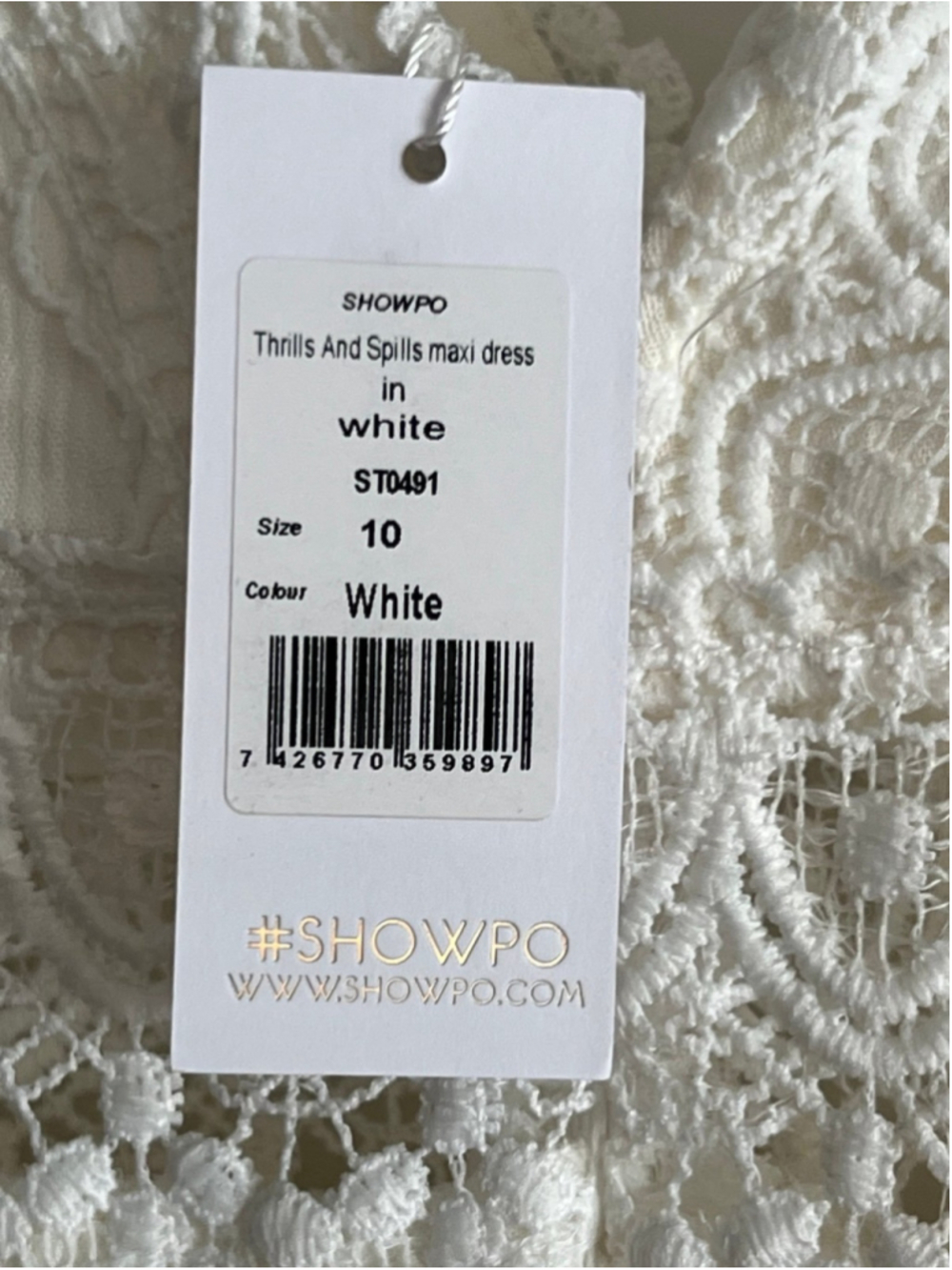 NWT Showpo Thrills and Spills Maxi Dress Size 6 Boho Lace V Neck Gauze White - Picture 6 of 9